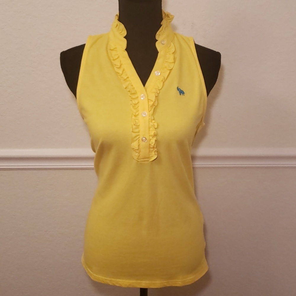 Tracy Negoshian Yellow Ruffled Polo